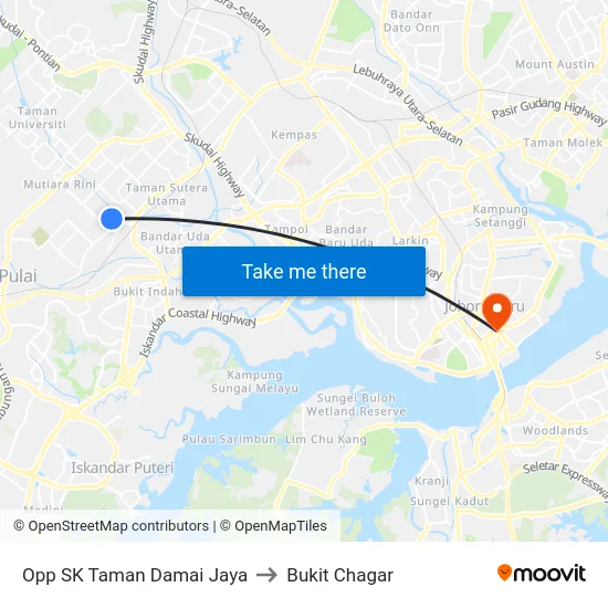 Opp SK Taman Damai Jaya to Bukit Chagar map