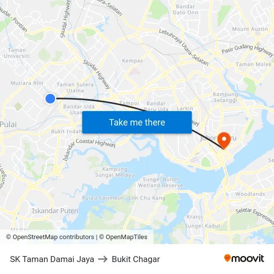 SK Taman Damai Jaya to Bukit Chagar map