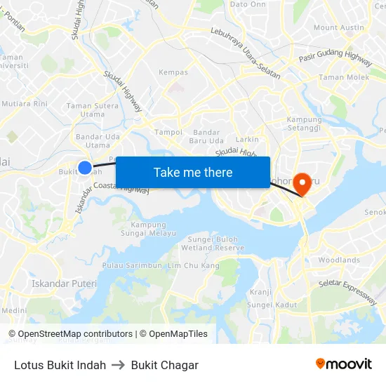 Lotus Bukit Indah to Bukit Chagar map