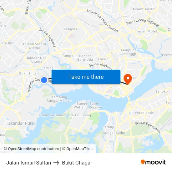 Jalan Ismail Sultan to Bukit Chagar map
