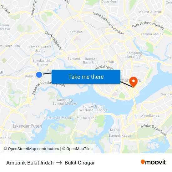 Ambank Bukit Indah to Bukit Chagar map