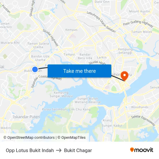 Opp Lotus Bukit Indah to Bukit Chagar map