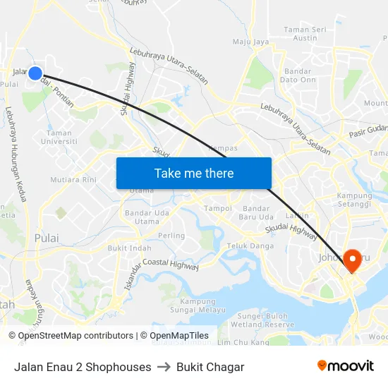 Jalan Enau 2 Shophouses to Bukit Chagar map