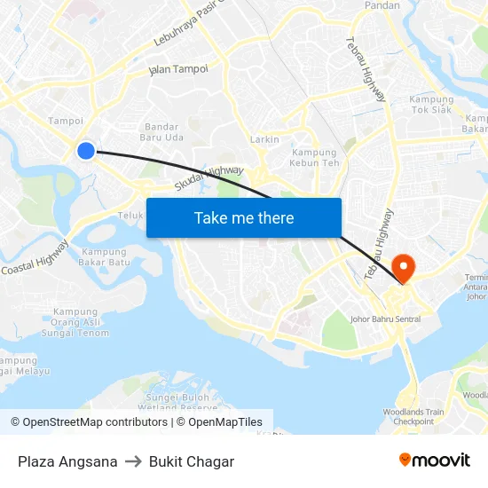 Plaza Angsana to Bukit Chagar map