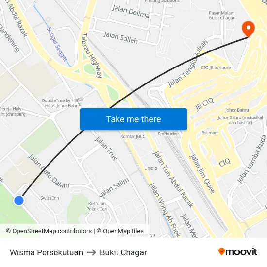 Wisma Persekutuan to Bukit Chagar map