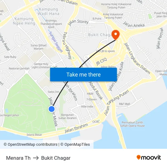 Menara Th to Bukit Chagar map