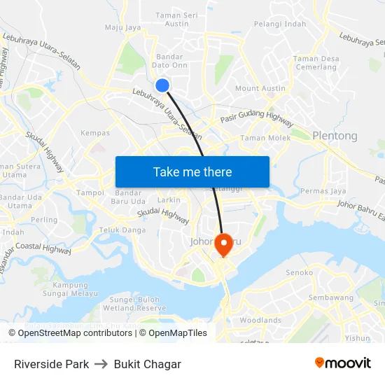 Riverside Park to Bukit Chagar map