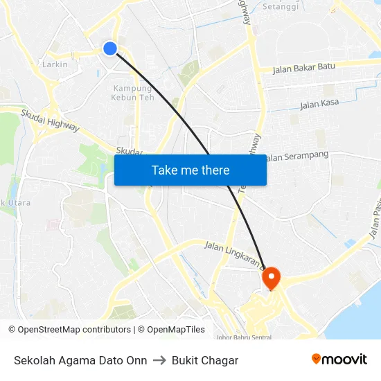 Sekolah Agama Dato Onn to Bukit Chagar map