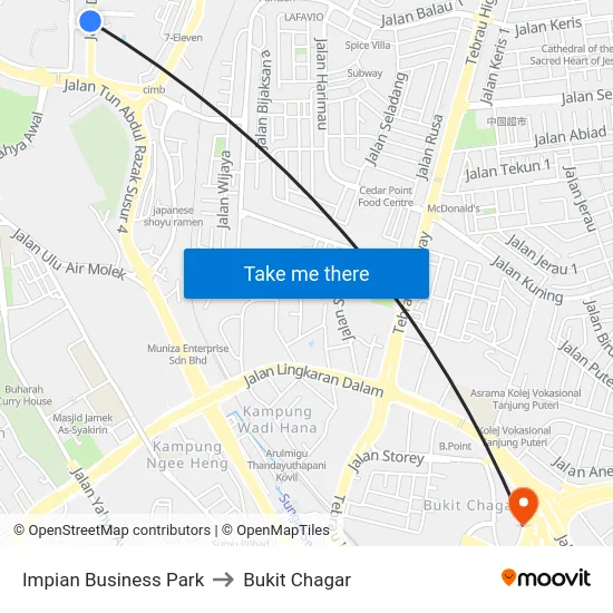 Impian Business Park to Bukit Chagar map