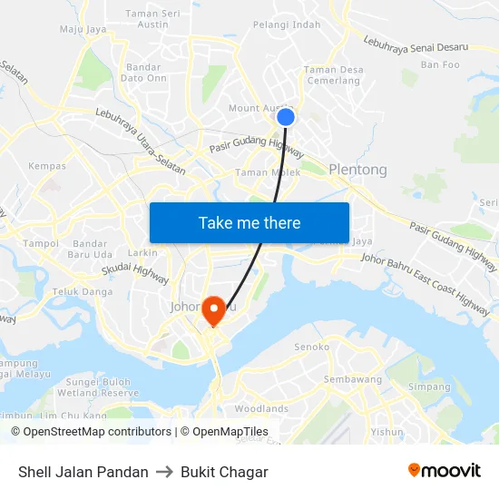 Shell Jalan Pandan to Bukit Chagar map