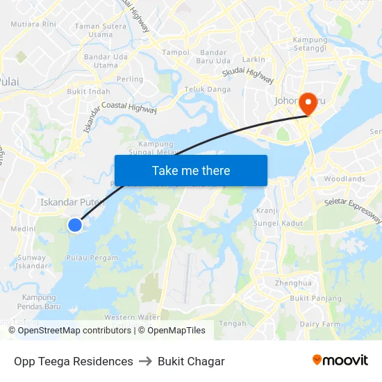 Opp Teega Residences to Bukit Chagar map