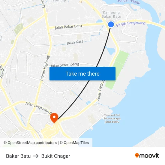 Bakar Batu to Bukit Chagar map