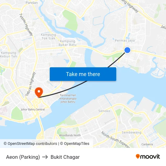 Aeon (Parking) to Bukit Chagar map