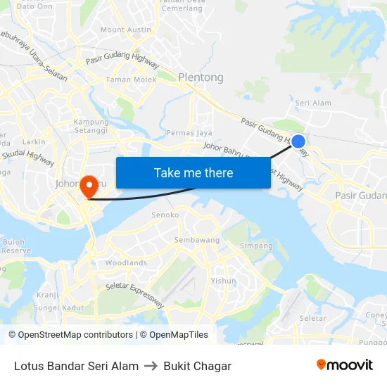 Lotus Bandar Seri Alam to Bukit Chagar map