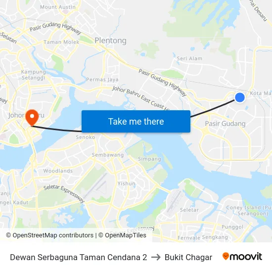 Dewan Serbaguna Taman Cendana 2 to Bukit Chagar map