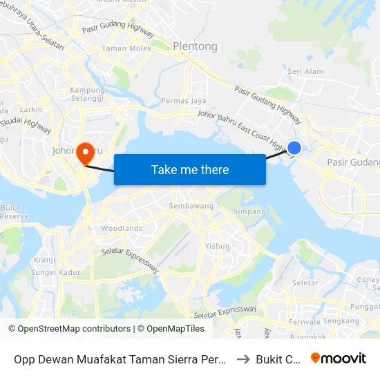 Opp Dewan Muafakat Taman Sierra Perdana (Road Side) to Bukit Chagar map