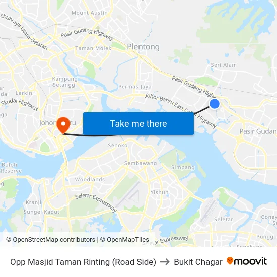 Opp Masjid Taman Rinting (Road Side) to Bukit Chagar map