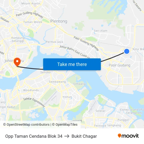 Opp Taman Cendana Blok 34 to Bukit Chagar map