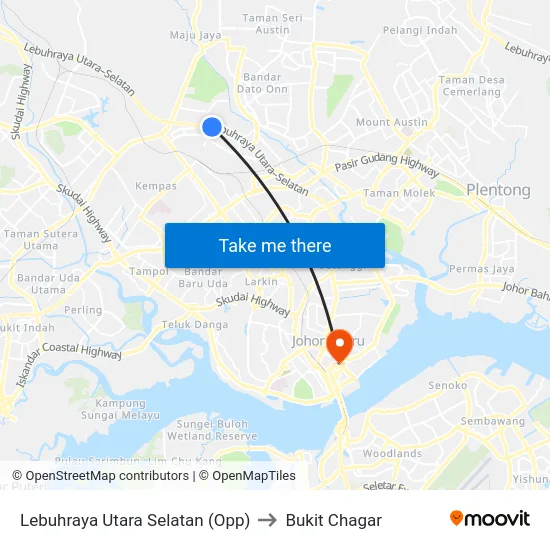 Lebuhraya Utara Selatan (Opp) to Bukit Chagar map