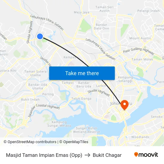 Masjid Taman Impian Emas (Opp) to Bukit Chagar map
