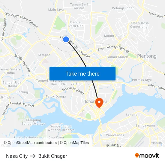 Nasa City to Bukit Chagar map