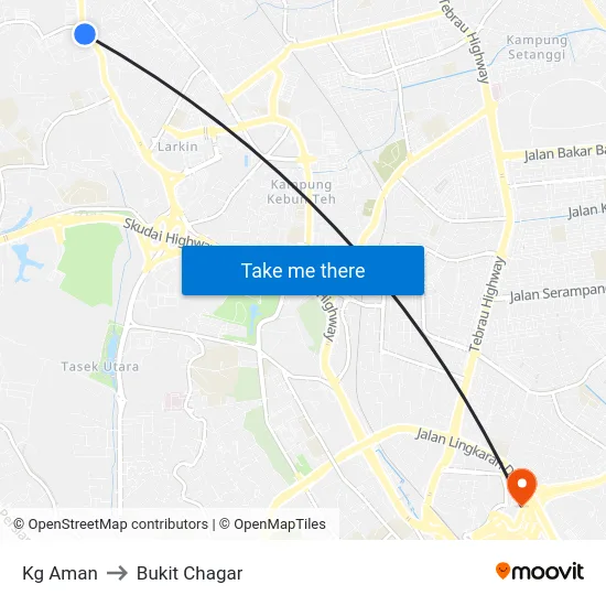 Kg Aman to Bukit Chagar map