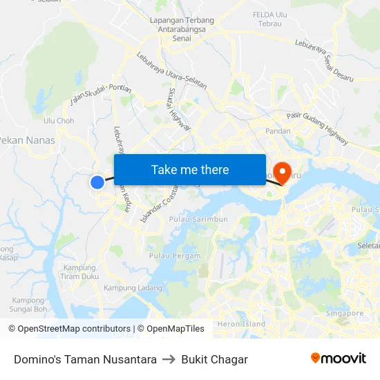 Domino's Taman Nusantara to Bukit Chagar map