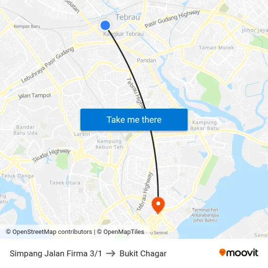 Simpang Jalan Firma 3/1 to Bukit Chagar map