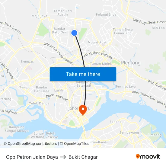 Opp Petron Jalan Daya to Bukit Chagar map