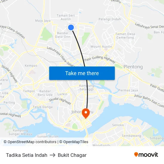 Tadika Setia Indah to Bukit Chagar map