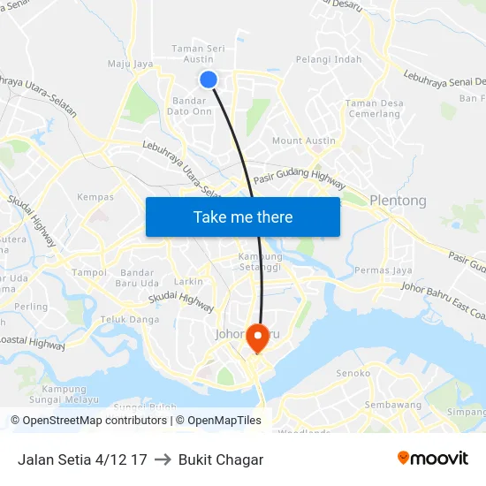 Jalan Setia 4/12 17 to Bukit Chagar map