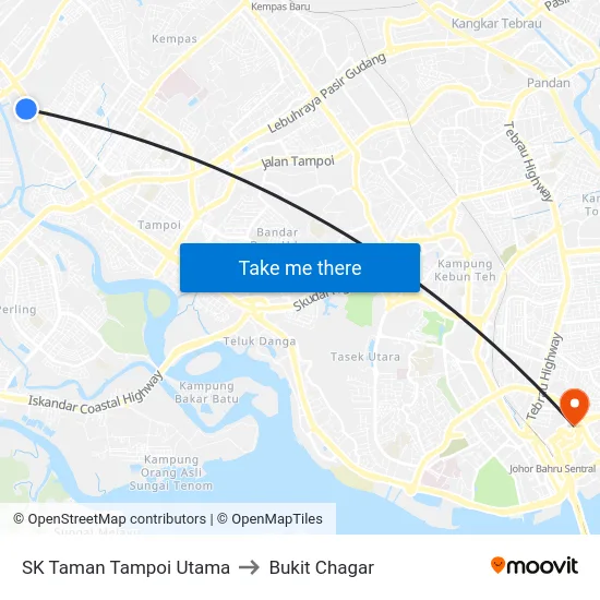 SK Taman Tampoi Utama to Bukit Chagar map