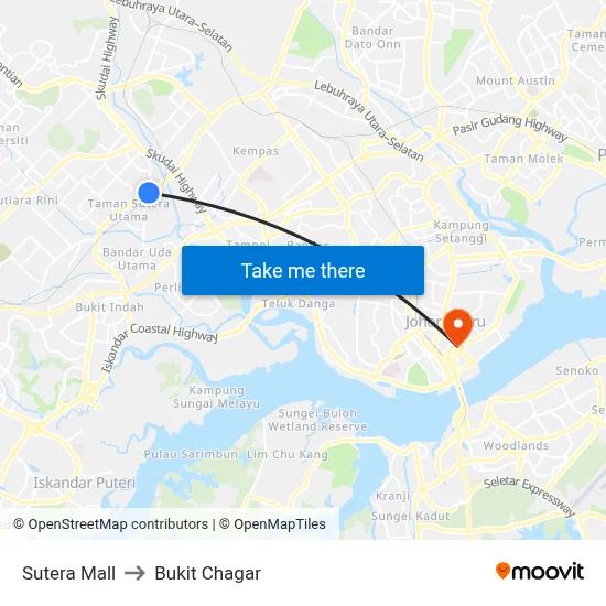 Sutera Mall to Bukit Chagar map