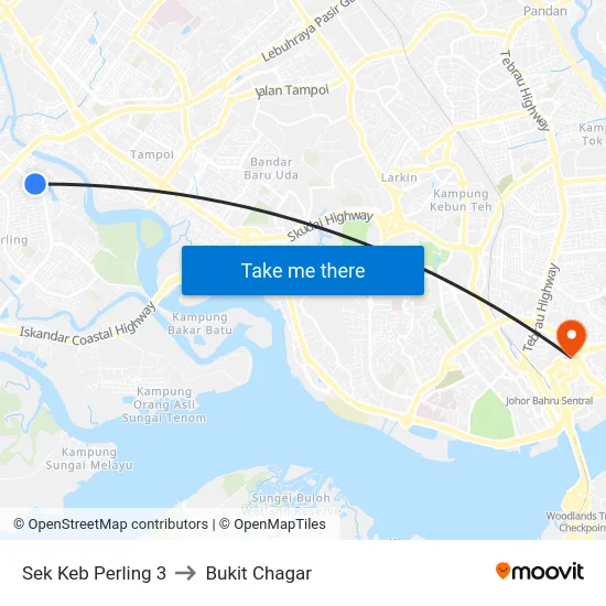 Sek Keb Perling 3 to Bukit Chagar map