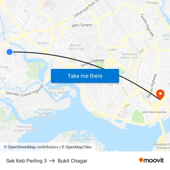 Sek Keb Perling 3 to Bukit Chagar map