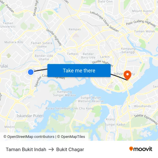 Taman Bukit Indah to Bukit Chagar map