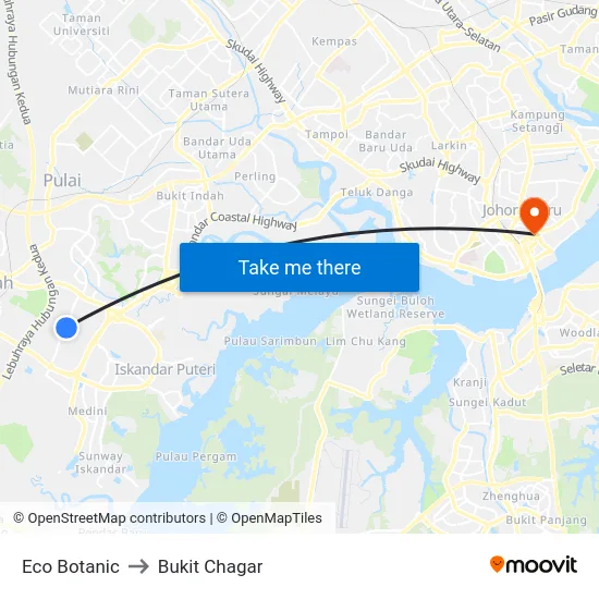 Eco Botanic to Bukit Chagar map