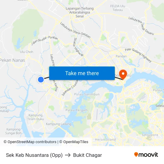Sek Keb Nusantara (Opp) to Bukit Chagar map