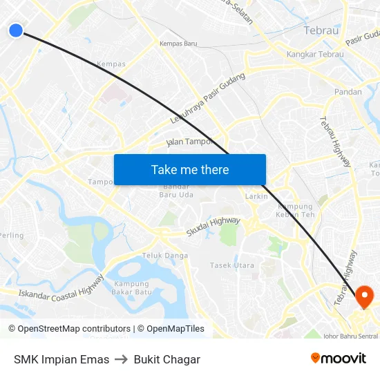 SMK Impian Emas to Bukit Chagar map