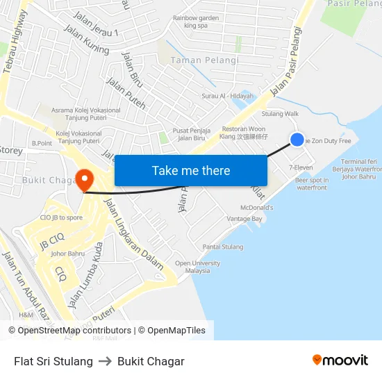 Flat Sri Stulang to Bukit Chagar map