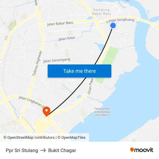 Ppr Sri Stulang to Bukit Chagar map