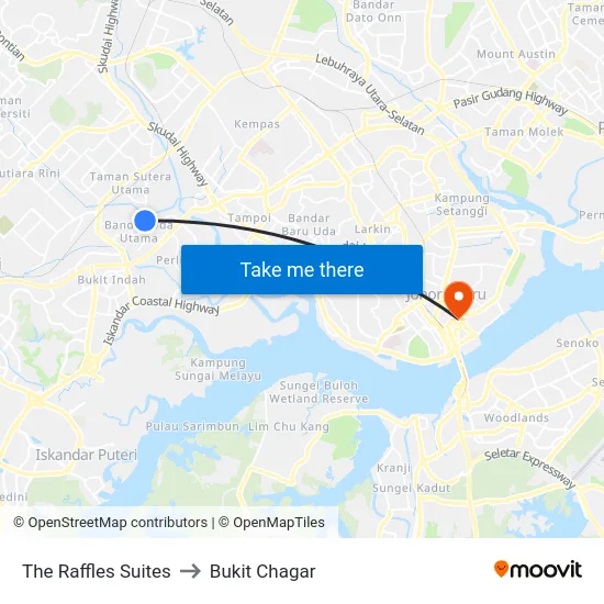 The Raffles Suites to Bukit Chagar map