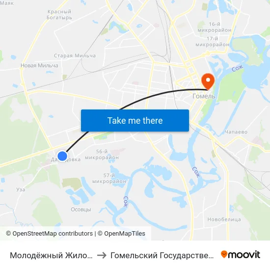 Молодёжный Жилой Комплекс «Солнечный» to Гомельский Государственный Медицинский Университет map