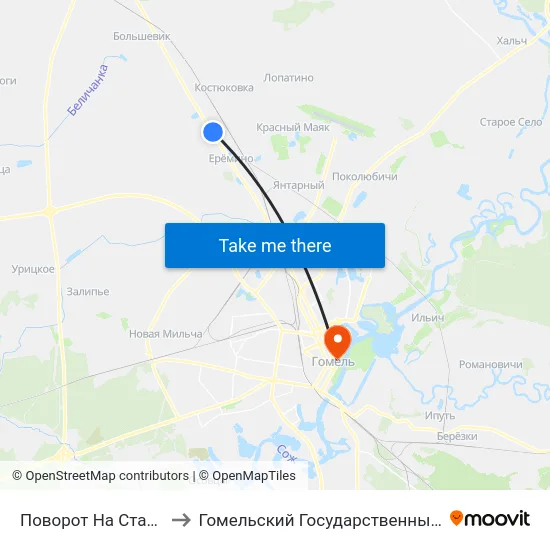 Поворот На Станцию Костюковка to Гомельский Государственный Медицинский Университет map