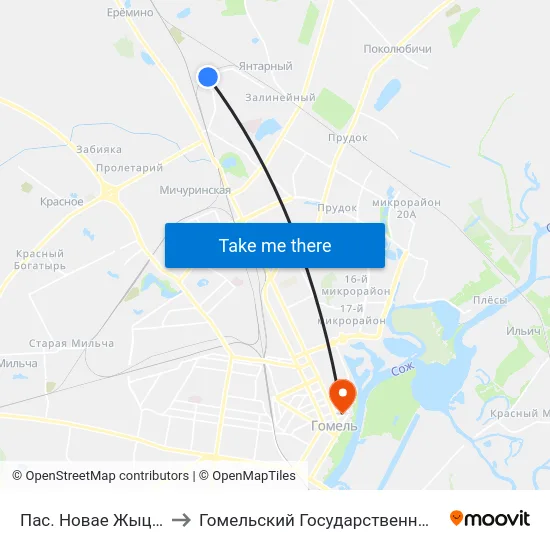 Пас. Новае Жыццё (Новая Жизнь) to Гомельский Государственный Медицинский Университет map