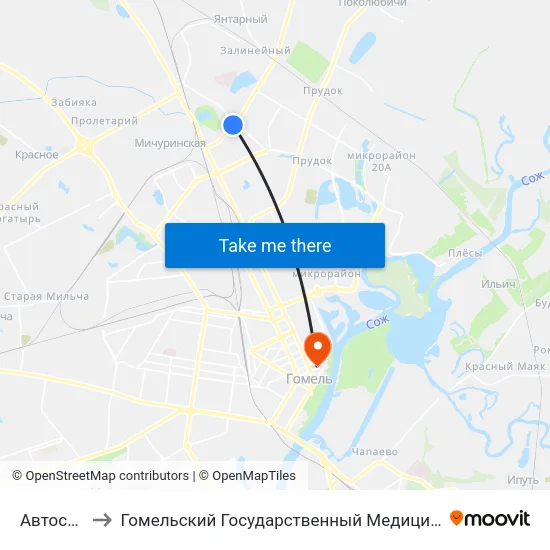 Автосервис to Гомельский Государственный Медицинский Университет map