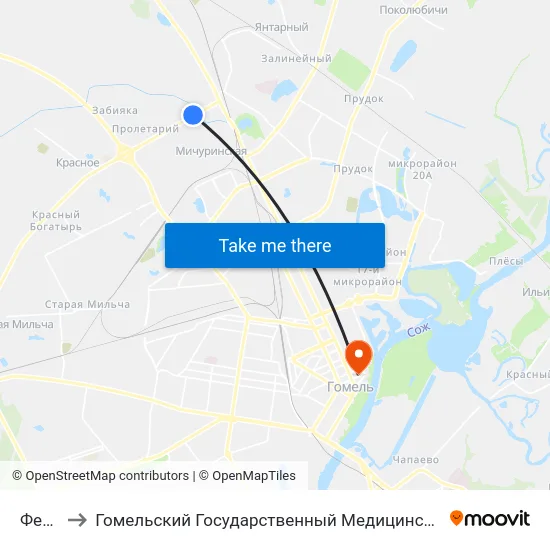 Ферма to Гомельский Государственный Медицинский Университет map