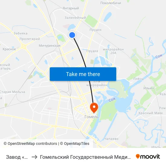 Завод «Ратон» to Гомельский Государственный Медицинский Университет map