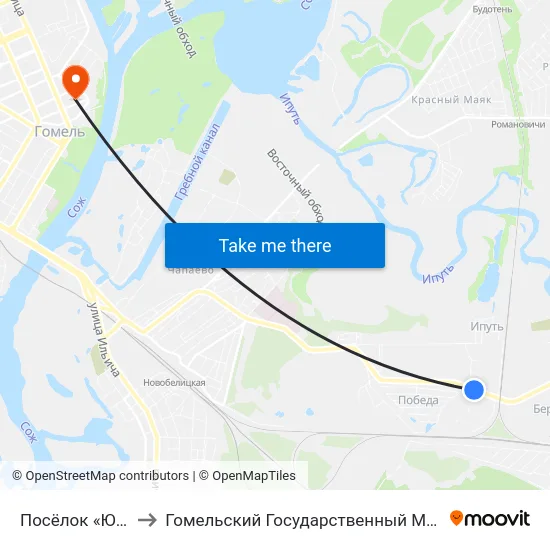 Посёлок «Юбилейный» to Гомельский Государственный Медицинский Университет map