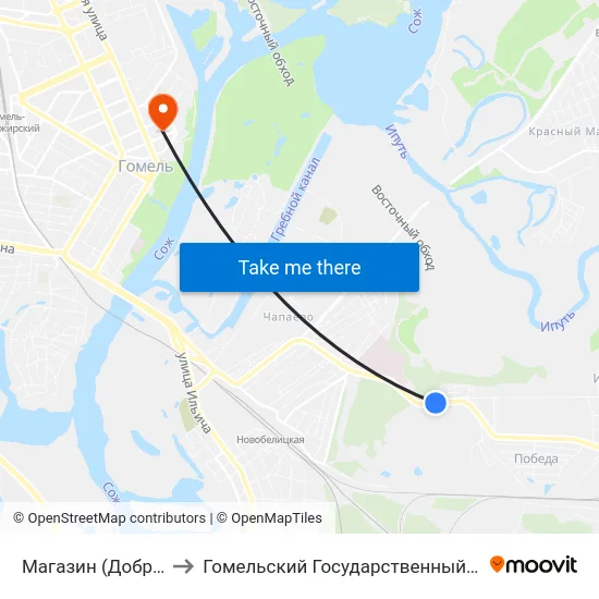 Магазин (Добрушская Улица) to Гомельский Государственный Медицинский Университет map